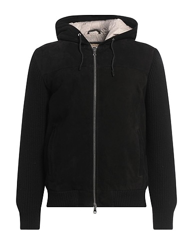 D'AMICO Jacket Black Goat skin, Wool, Cashmere