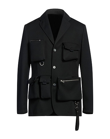 LANVIN Jacket Black 100% Wool, Leather