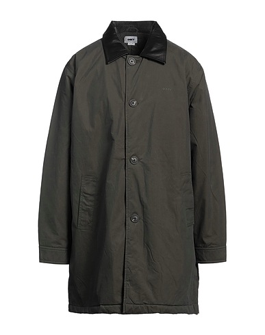 OBEY Full-length jacket Dark green 70% Cotton, 30% Nylon, Leather