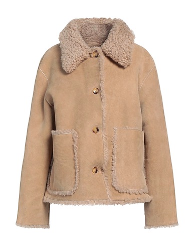 TRUE RELIGION Teddy Coat Beige 100% Lambskin