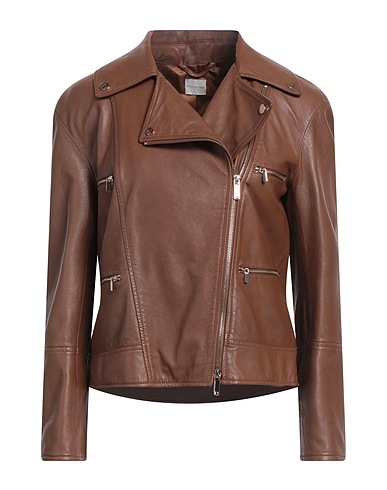 PENNYBLACK Biker jacket Brown 100% Ovine leather