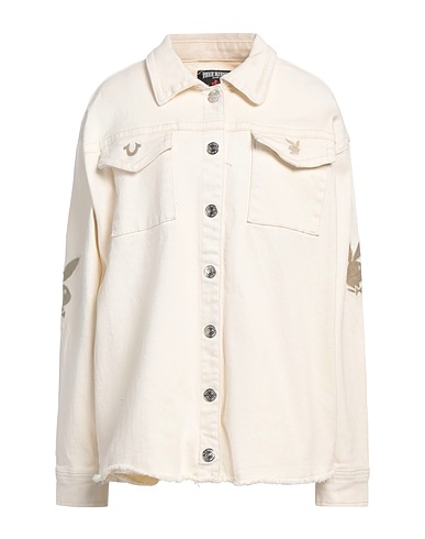 TRUE RELIGION Jeanshemd Elfenbein 99% Baumwolle, 1% Elastan