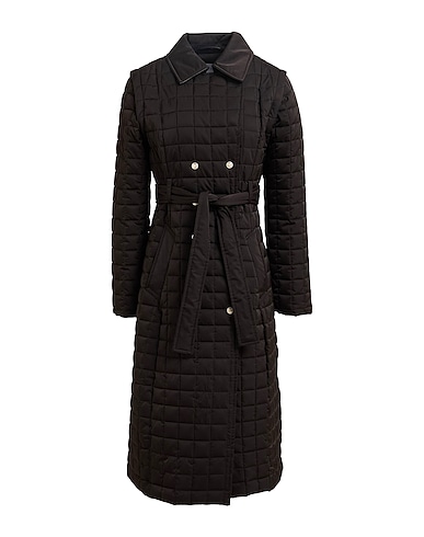 MARELLA Coat Black 53% Polyester, 47% Elastomultiester, Viscose, Polyurethane