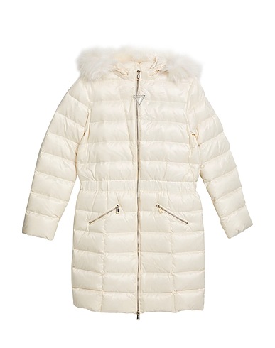 GUESS Shell jacket White 100% Polyamide, Acrylic, Modacrylic, Polyester