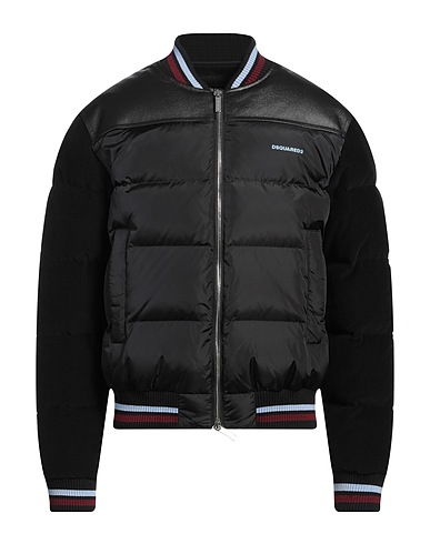 DSQUARED2 Shell jacket Black 100% Polyamide, Cow leather, Cotton, Elastane