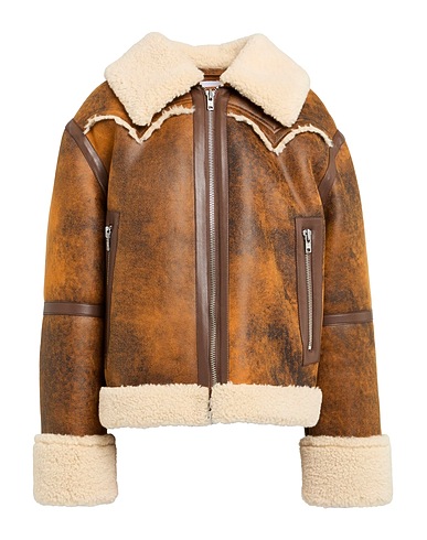 STAND STUDIO Teddy Coat Brown 100% Polyester, Polyurethane