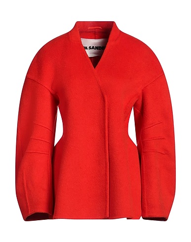 JIL SANDER Coat Red 55% Alpaca wool, 43% Virgin Wool, 1% Elastane, 1% Polyamide