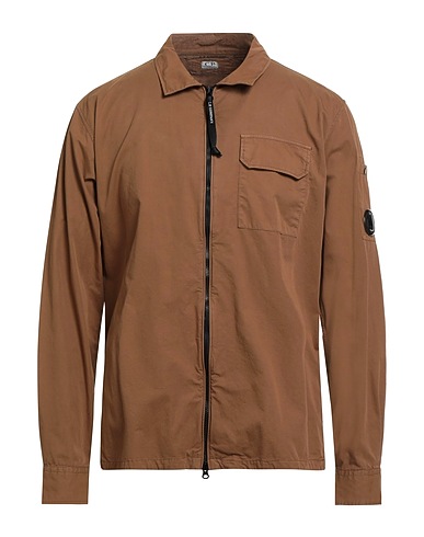 C.P. COMPANY Solid color shirt Camel 100% Cotton