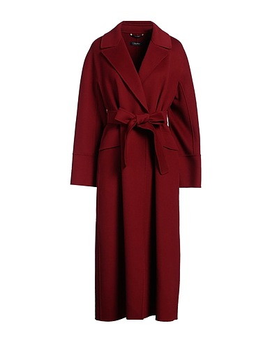 'S MAX MARA Coat Burgundy 100% Virgin Wool