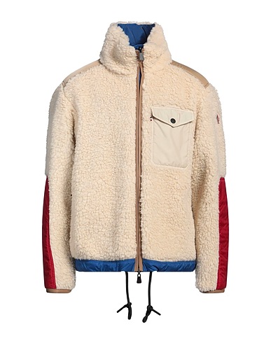 MONCLER GRENOBLE Teddy Coat Beige 68% Polyester, 32% Wool, Polyamide