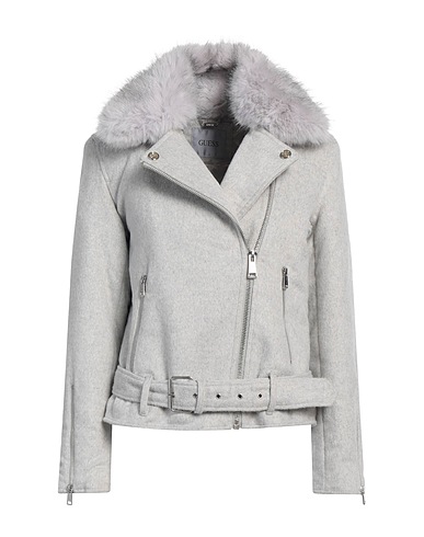 GUESS Jacket Light grey 69% Polyester, 21% Wool, 5% Acrylic, 3% Synthetic fibers, 2% Cotton