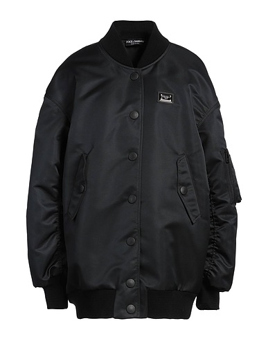 DOLCE&GABBANA Bomber Black 100% Polyester, Calfskin, Brass