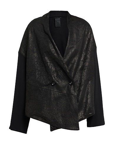 10SEI0OTTO Double breasted pea coat Black 100% Leather