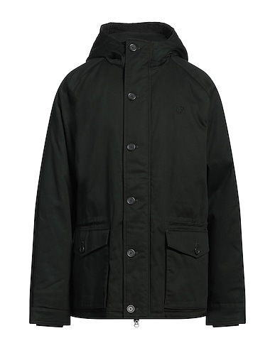 FRED PERRY Coat Dark green 100% Cotton, Recycled polyester, Elastane