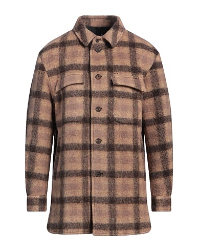HEVÒ Camicia a quadri Beige 68% Lana, 32% Poliestere