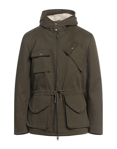 GREY DANIELE ALESSANDRINI Coat Military green 98% Cotton, 2% Elastane