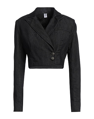 LIU •JO Denim jacket Black 74% Cotton, 24% Polyamide, 2% Elastane