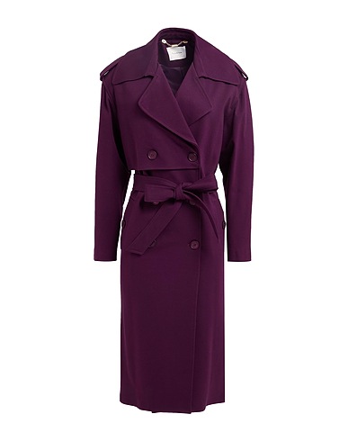 MANILA GRACE Double breasted pea coat Plum 64% Viscose, 31% Polyamide, 5% Elastane