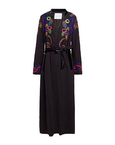 FORTE_FORTE Full-length jacket Black 52% Cotton, 48% Wool, Viscose, Polyester, Acrylic