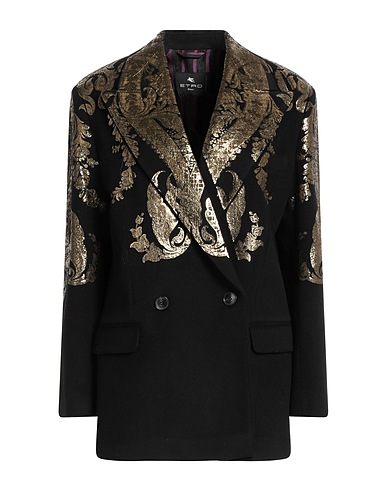 ETRO Cappotto Nero 90% Lana, 10% Cachemire