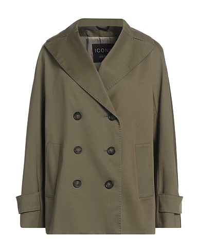 CINZIA ROCCA Double breasted pea coat Military green 98% Cotton, 2% Elastane