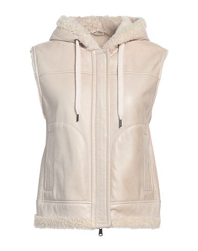 BRUNELLO CUCINELLI Teddy Coat Beige Leather, Shearling