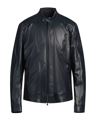 GIOCASTA Biker jacket Navy blue Leather
