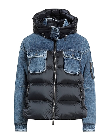 MOORER Shell jacket Blue 95% Cotton, 5% Polyurethane