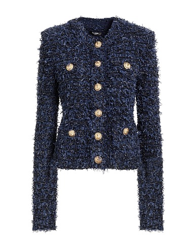 BALMAIN Jacket Navy blue 57% Polyamide, 34% Viscose, 9% Polyester