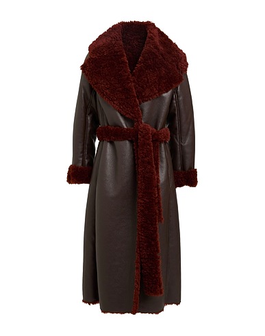 MALÌPARMI Coat Chocolate brown 100% Polyurethane, Polyester