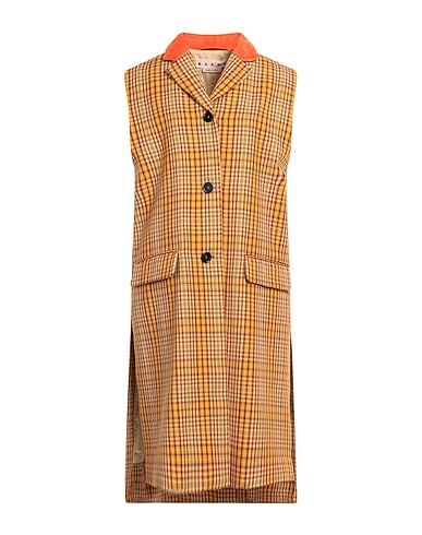 MARNI Cappotto Arancione 100% Lana Vergine, Pelle di agnello