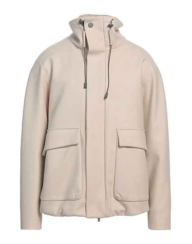 HEVÒ Μπουφάν Μπεζ 80% Αγνό παρθένο μαλλί Woolmark, 20% Πολυαμίδη
