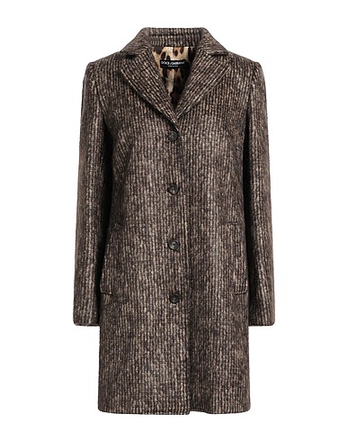 DOLCE&GABBANA Coat Dark brown 50% Cotton, 37% Mohair wool, 6% Virgin Wool, 4% Polyamide, 3% Elastane