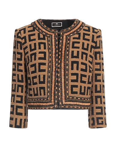 ELISABETTA FRANCHI Jacket Camel 63% Cotton, 25% Polyester, 9% Acrylic, 3% Other Fibres