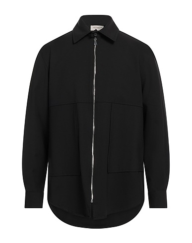 YES LONDON Solid color shirt Black 58% Virgin Wool, 38% Polyester, 4% Elastane