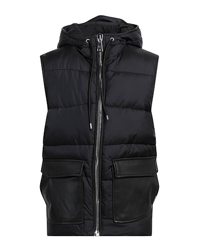 YES LONDON Gilet Black 100% Polyester, Leather