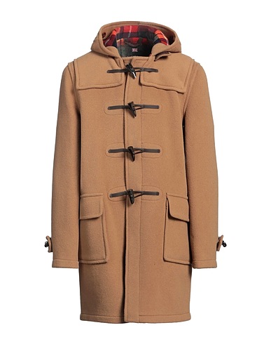 GLOVERALL Coat Camel 80% Wool, 20% Polyamide, Leather