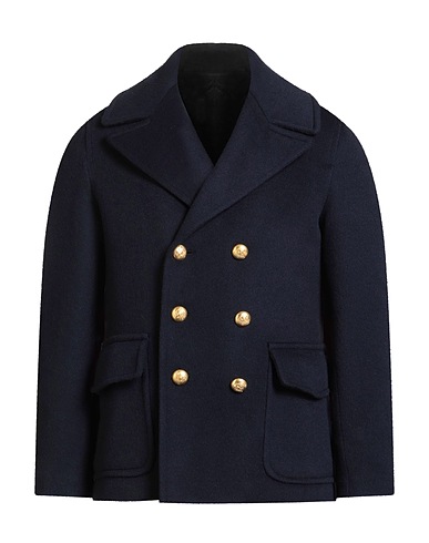 BRIAN DALES Coat Navy blue 80% Wool, 20% Mohair wool