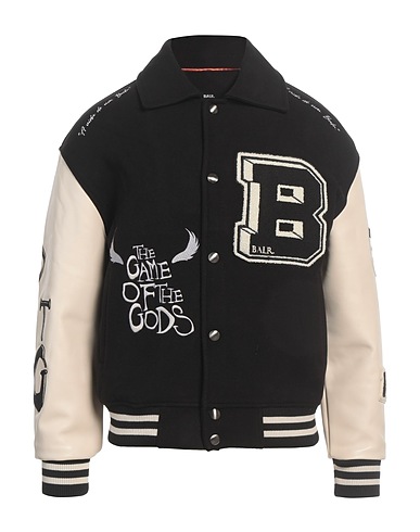 BALR. Jacket Black 64% Polyester, 31% Viscose, 5% Elastane, Cow leather