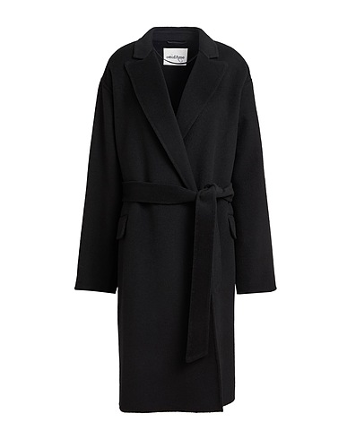 OTTOD'AME Coat Black 50% Wool, 30% Polyester, 20% Viscose