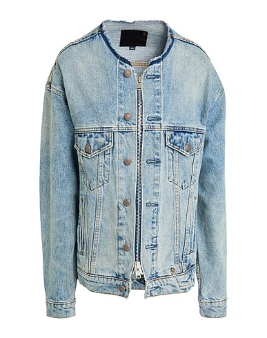 R13 Jeansjacke Blau 100% Baumwolle, Rindsleder