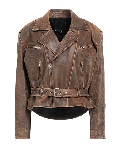 R13 Giacca biker Marrone 100% Pelle di pecora