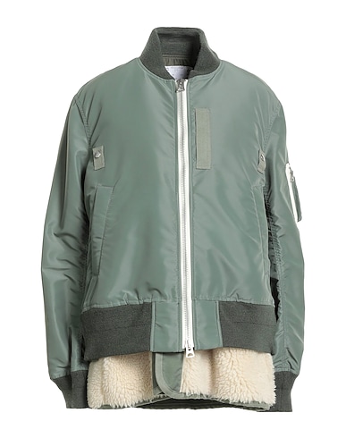 SACAI ボンバージャケット VERDE MILITARE ナイロン 100% / ウール / アクリル / ポリエステル / ポリウレタン