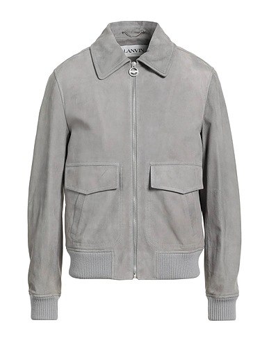 LANVIN Jacket Grey 100% Lambskin, Buffalo Horn, Wool, Acrylic, Elastane