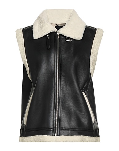 PIECES Teddy Coat Black 100% Polyester, Polyurethane coated