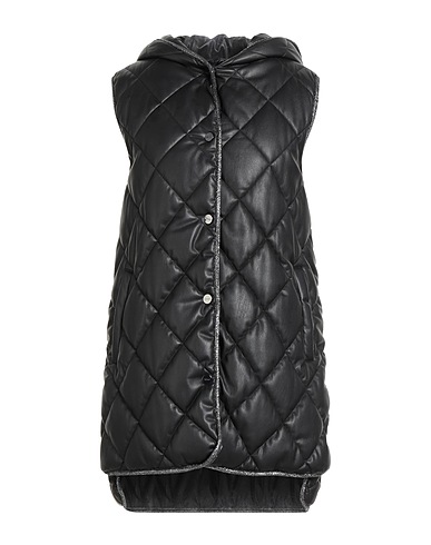 LIU •JO Gilet Black 100% Polyester, Polyurethane resin
