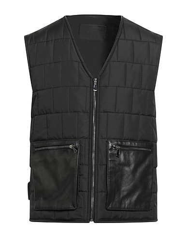 DARK LABEL STUDIOS Gilet Black 100% Polyester, Leather