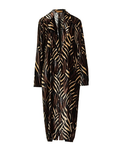 SIYU Full-length jacket Dark brown 82% Viscose, 18% Silk