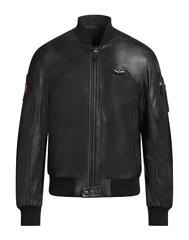 AERONAUTICA MILITARE Bomber Black 100% Ovine leather