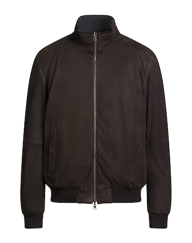 MABRUN Shell jacket Dark brown 100% Leather